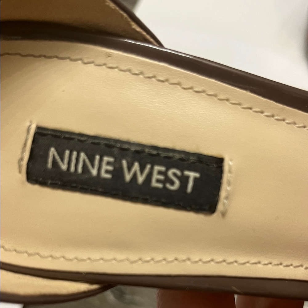 Nine West Brown Patent Leather Strappy Stiletto Sandals - Picture 2 of 7